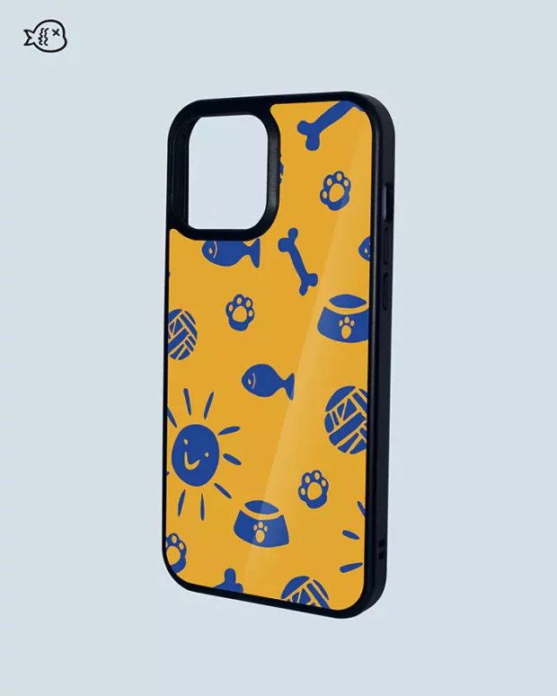 Dog cat paw ，Ball of yarn，bone print Yellow Phone case