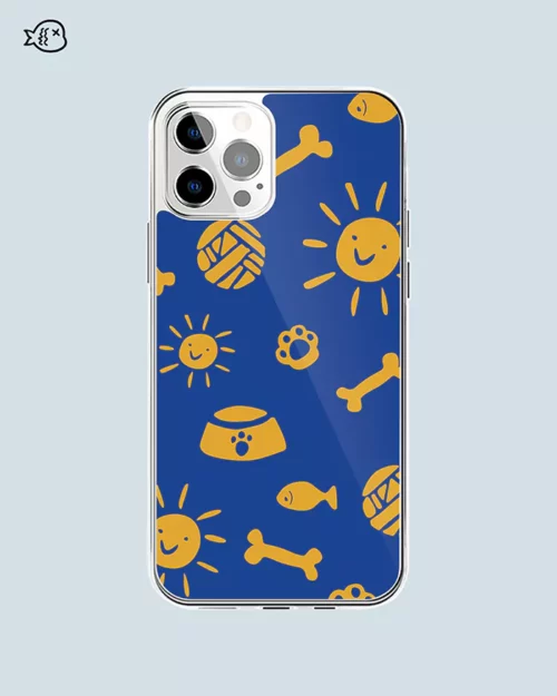 Dog Cat Paw, Ball Of Yarn, Bone Print Blue Phone Case