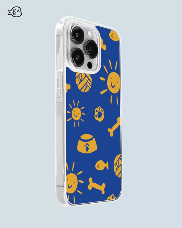 Dog Cat Paw, Ball Of Yarn, Bone Print Blue Phone Case