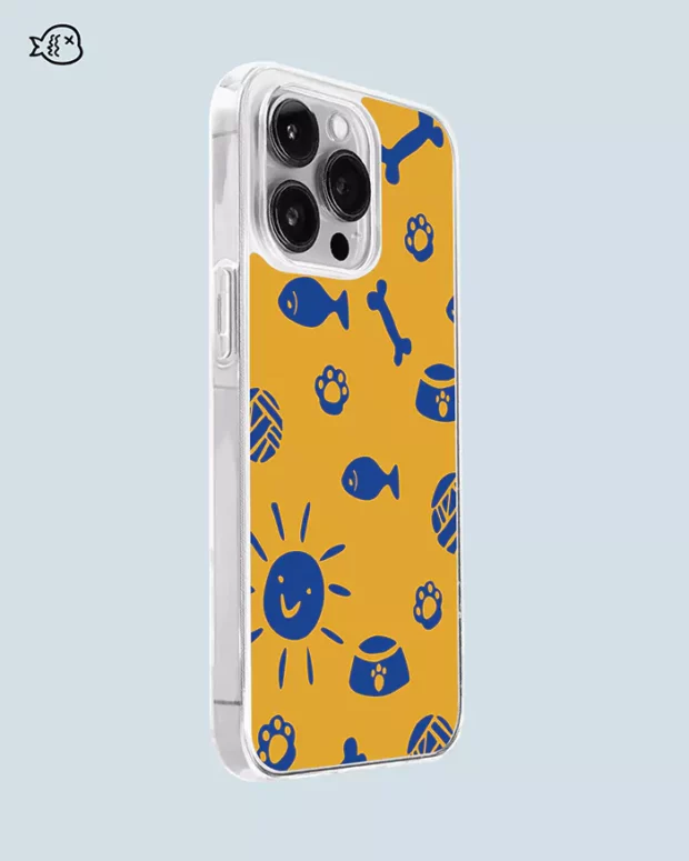 Dog Cat Paw, Ball Of Yarn, Bone Print Yellow Phone Case