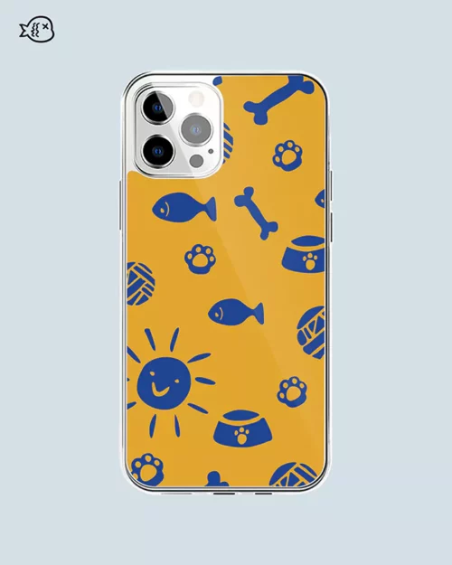Dog Cat Paw, Ball Of Yarn, Bone Print Yellow Phone Case