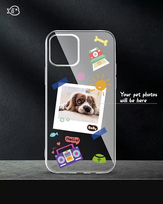 Personalized Pet Photo Phone Case, Cute Polaroid Photo Style, Dog Phone Case
