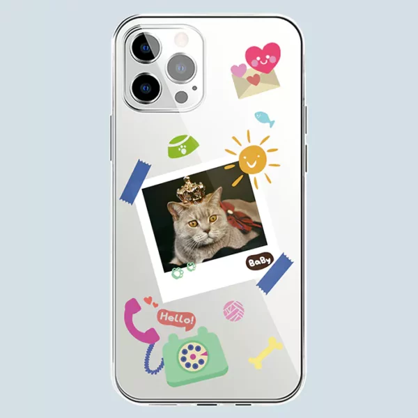 Personalized Pet Photo Phone Case, Cute Polaroid Photo Style, Cat Phone Case