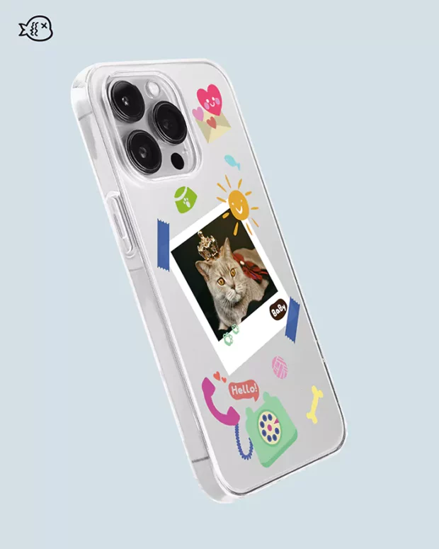 Personalized Pet Photo Phone Case, Cute Polaroid Photo Style, Cat Phone Case