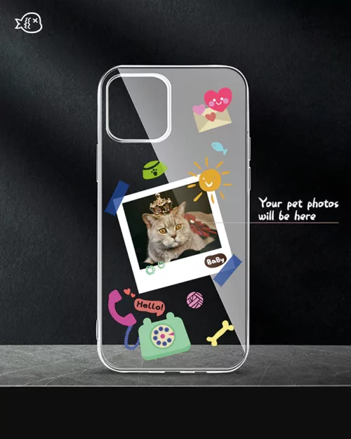 Personalized Pet Photo Phone Case, Cute Polaroid Photo Style, Cat Phone Case