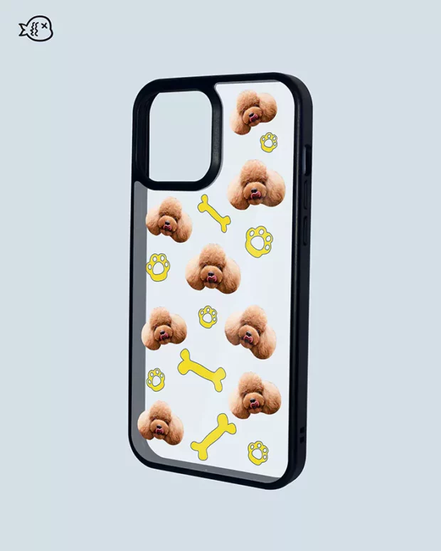 Pet Face Custom Phone Case In Bone And Paw Pattern | Custom Pet Phone Case