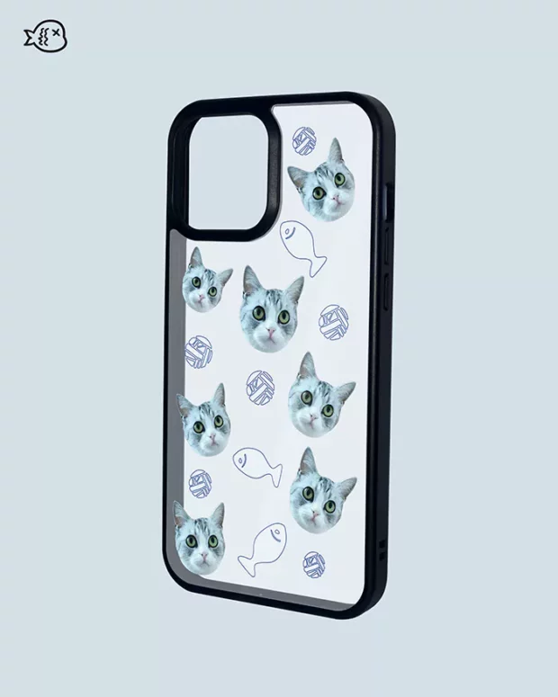 Pet Face Custom Phone Case In Fish And Yarn Ball Pattern | Custom Pet Phone Case