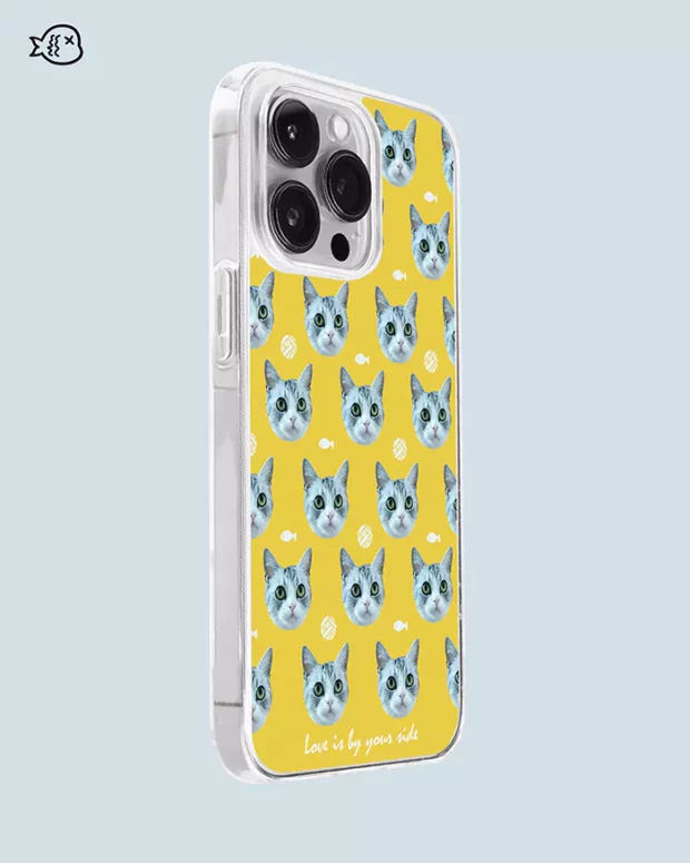Personalized Pet Phone Case In Fish And Yarn Ball Pattern | Custom Pet Phone Case