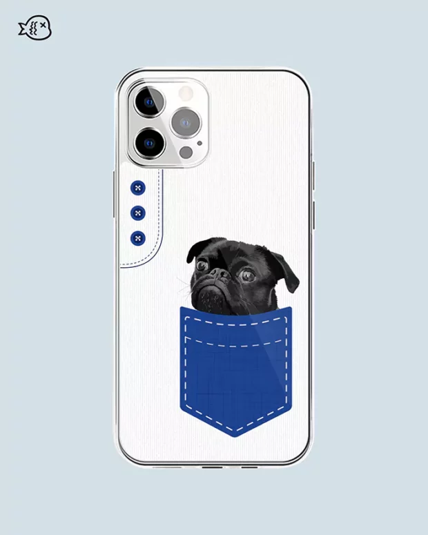 Personalized Pet Pocket Phone Case, Custom Pet Phone Case, Dog Illustration