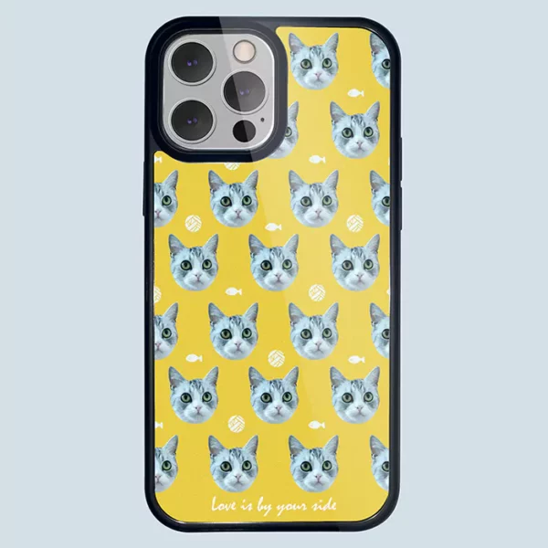 Personalized Pet Phone Case in Fish And Yarn Ball Pattern | Custom Pet Phone Case