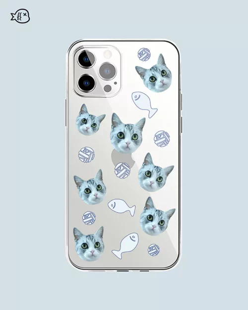 Pet Face Custom Phone Case In Fish And Yarn Ball Pattern | Custom Pet Phone Case