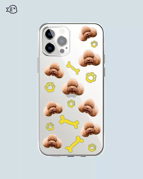Pet Face Custom Phone Case in Bone And Paw Pattern | Custom Pet Phone Case