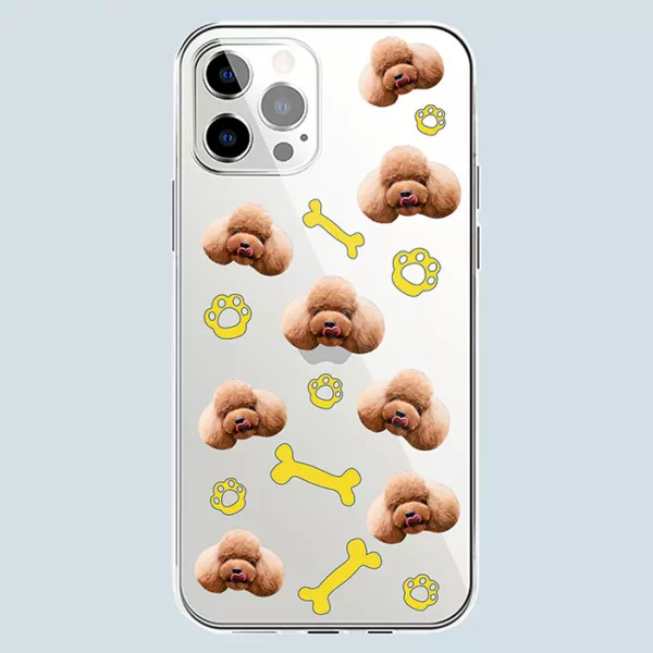 Pet Face Custom Phone Case in Bone And Paw Pattern | Custom Pet Phone Case