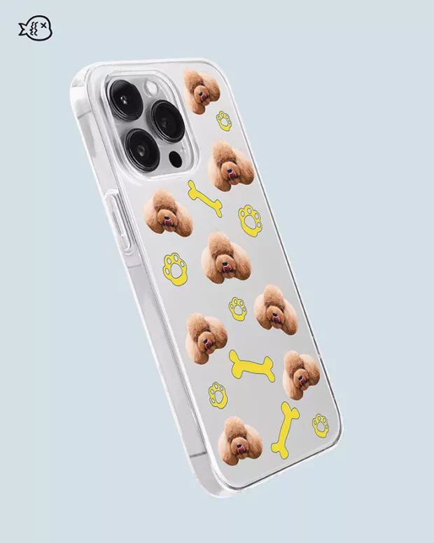 Pet Face Custom Phone Case in Bone And Paw Pattern | Custom Pet Phone Case