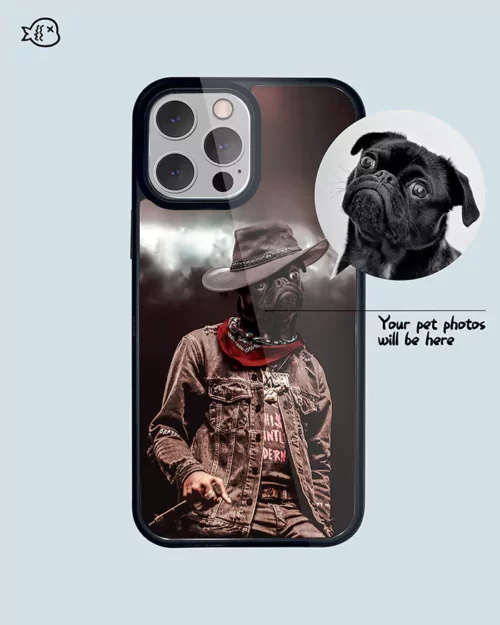 Funny Western Cowboy Outfit | Personalised Pet Portrait Case | Custom Pet Phone Case