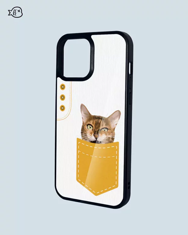 Personalized Pet Pocket Phone Case, Custom Pet Phone Case, Cat Illustration